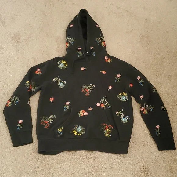 ERDEM Tops Erdem X Hm Hoodie Black With Floral Embroidery Poshmark